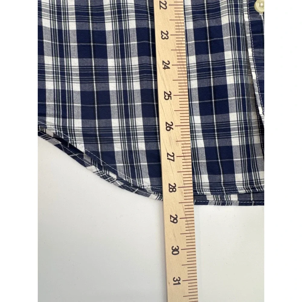 J. Crew Tailored Quality‎ Woven Shirts Mens XS Blue Plaid Long Sleeve Cotton